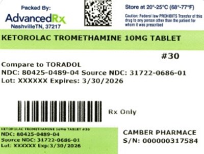 Ketorolac Tromethamine #30 - Ketorolac Tromethamine 10mg 80425 0489 04